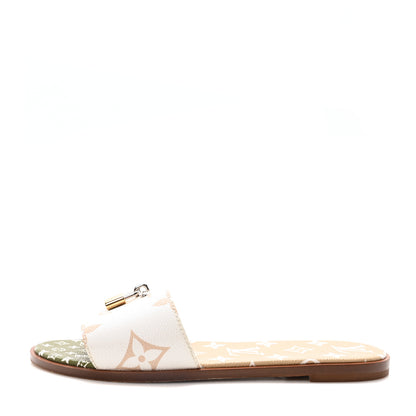 Louis Vuitton Monogram Giant Lock It Flat Mules 40 Kaki White 1 of 8