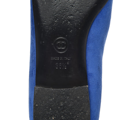 Chanel Suede Satin Cap Toe Gabrielle Ballerina Flats 36.5 Royal Blue Black 7 of 23