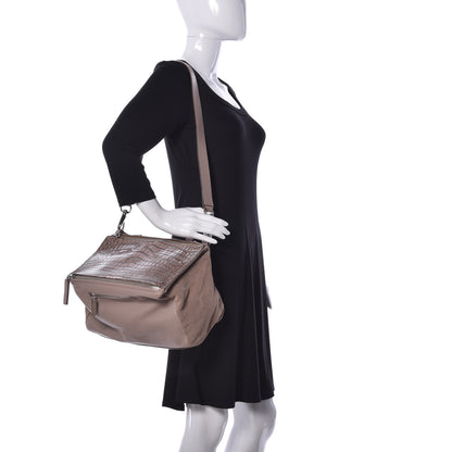 Givenchy Calfskin Crocodile Embossed Medium Pandora Taupe 3 of 20