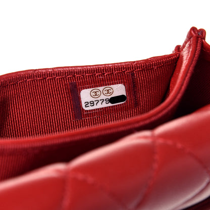 Chanel Lambskin Quilted Flap Card Holder Wallet Red 8 of 8