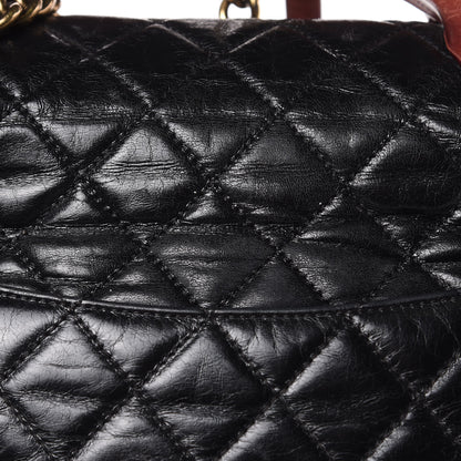 Chanel Glazed Calfskin Castle Rock Large Flap Black Burgundy 15 of 19