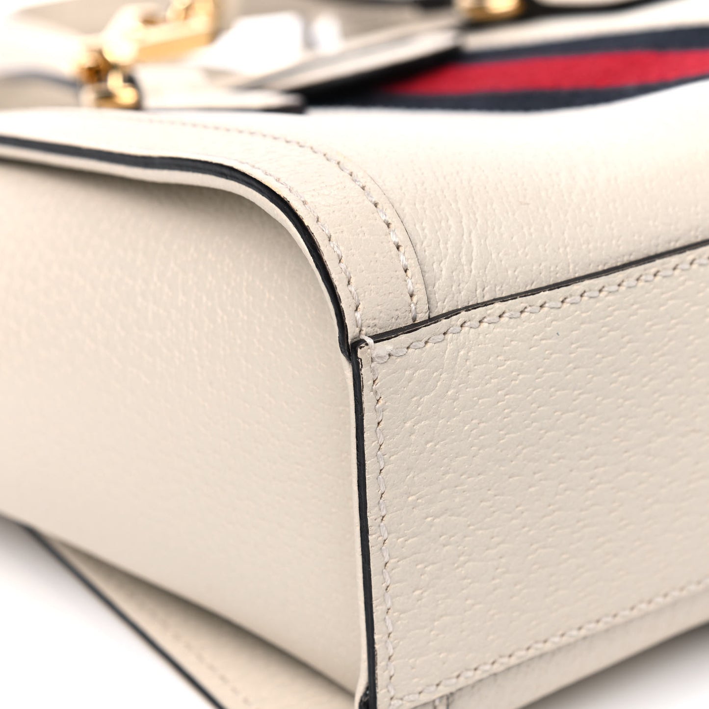 Textured Calfskin Web Small Ophidia Tote Bag Mystic White