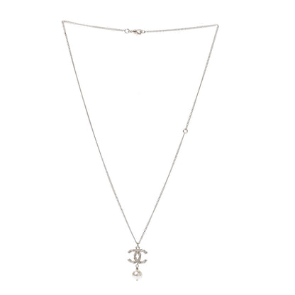 Chanel Pearl Crystal Twisted CC Drop Necklace Gold 3 of 4