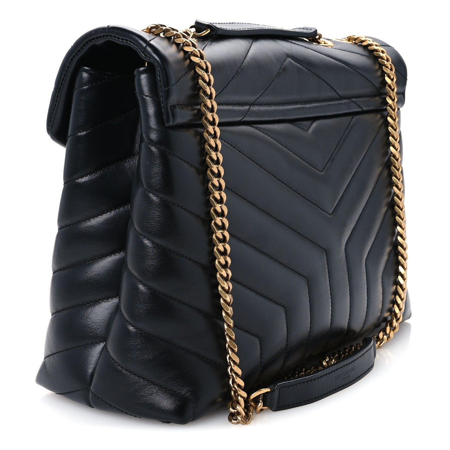 Saint Laurent Calfskin Y Quilted Monogram Medium Loulou Chain Satchel Black 3 of 11