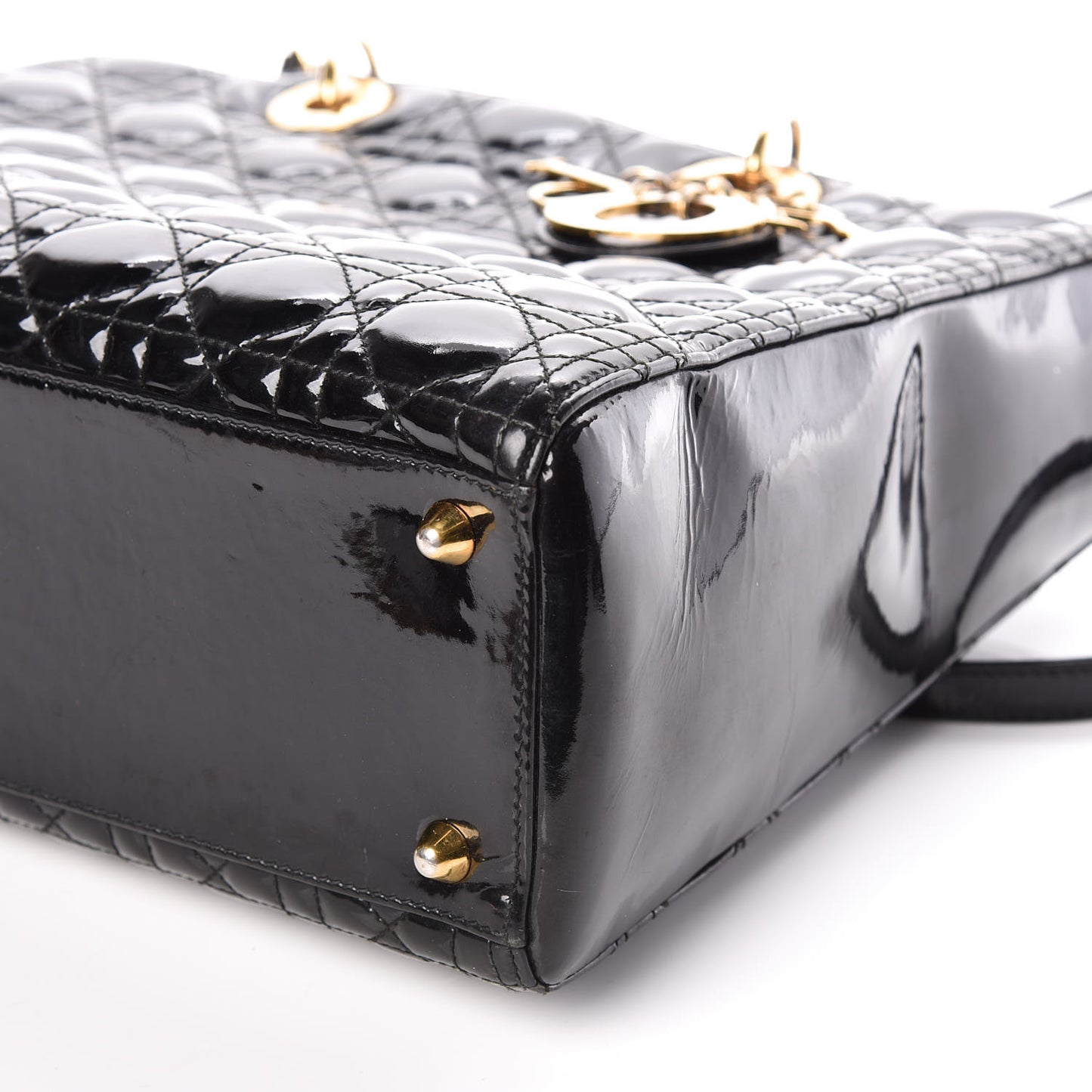 Patent Cannage Large Lady Dior Black