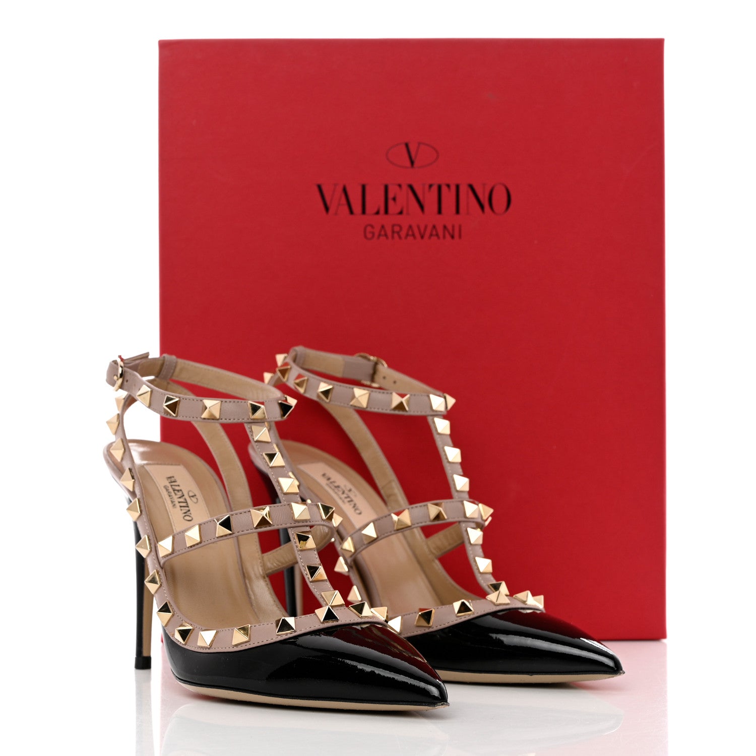 Valentino Garavani Patent Nappa Rockstud Ankle Strap 100mm Pumps 36 Black Poudre 10 of 10