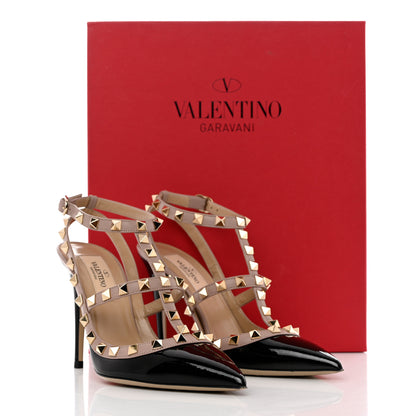 Valentino Garavani Patent Nappa Rockstud Ankle Strap 100mm Pumps 36 Black Poudre 10 of 10