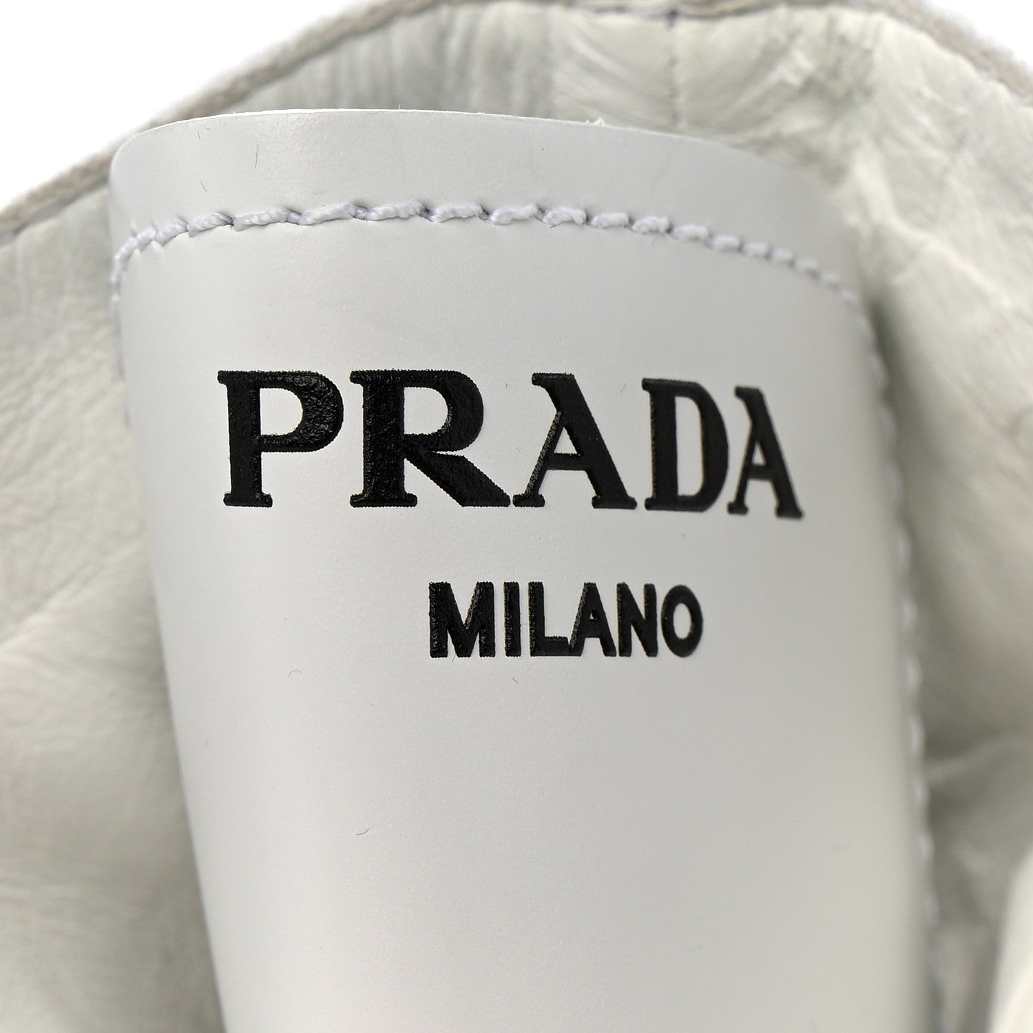 Prada Spazzolato Rois Re-Nylon Metal Triangle Logo Monolith Pouch Pocket 55mm Boots 40.5 White 8 of 15