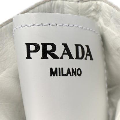 Prada Spazzolato Rois Re-Nylon Metal Triangle Logo Monolith Pouch Pocket 55mm Boots 40.5 White 8 of 15