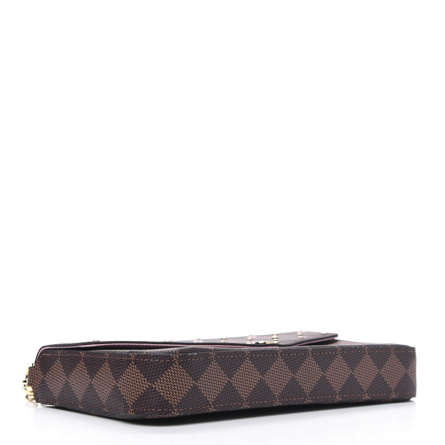 Damier Ebene Studded Pochette Felicie Chain Wallet