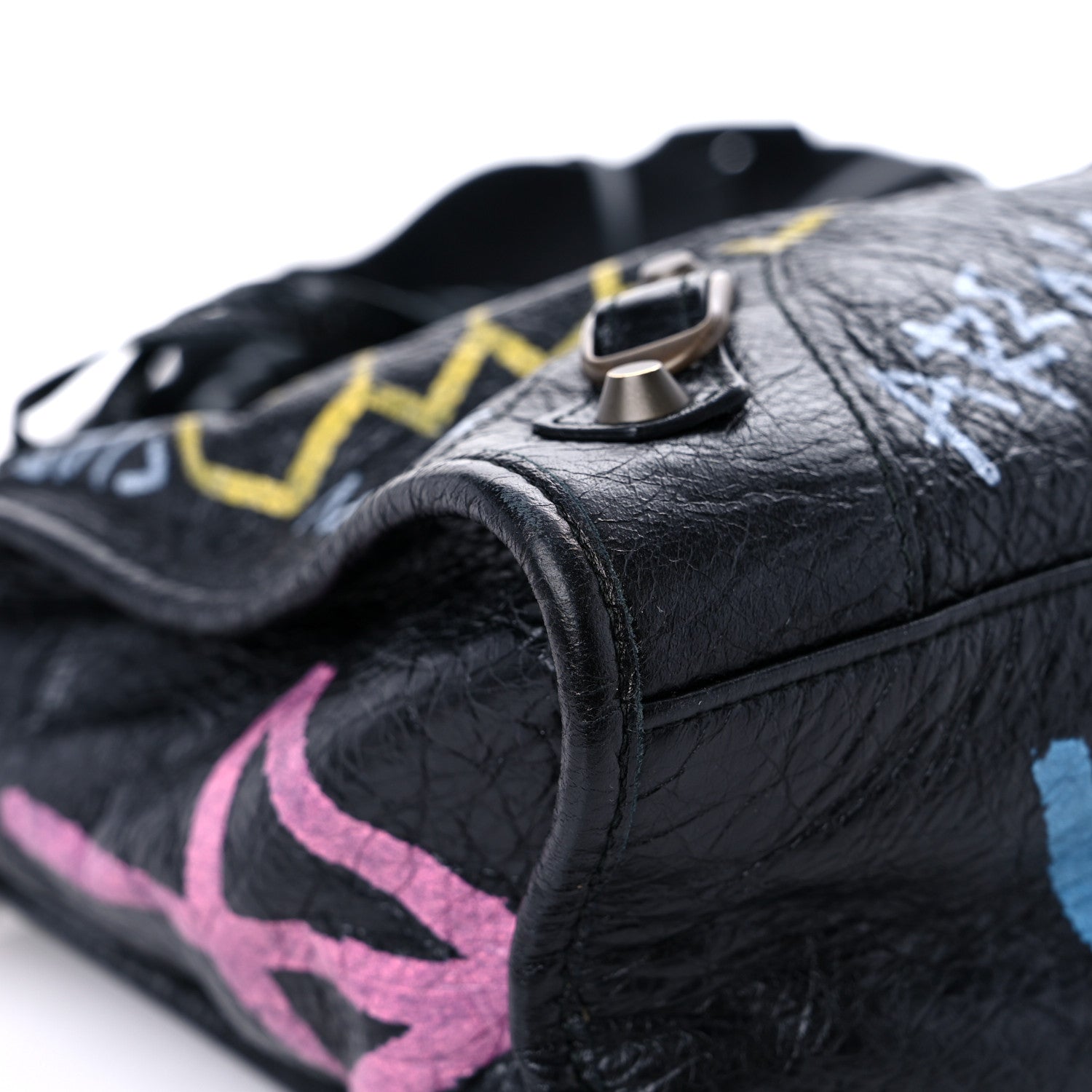 Balenciaga Agneau Graffiti All Over Classic Hardware City Black Multicolor 8 of 14