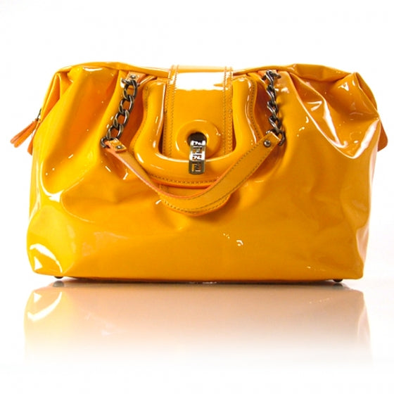 Patent B Bag Bowler Tote Yellow
