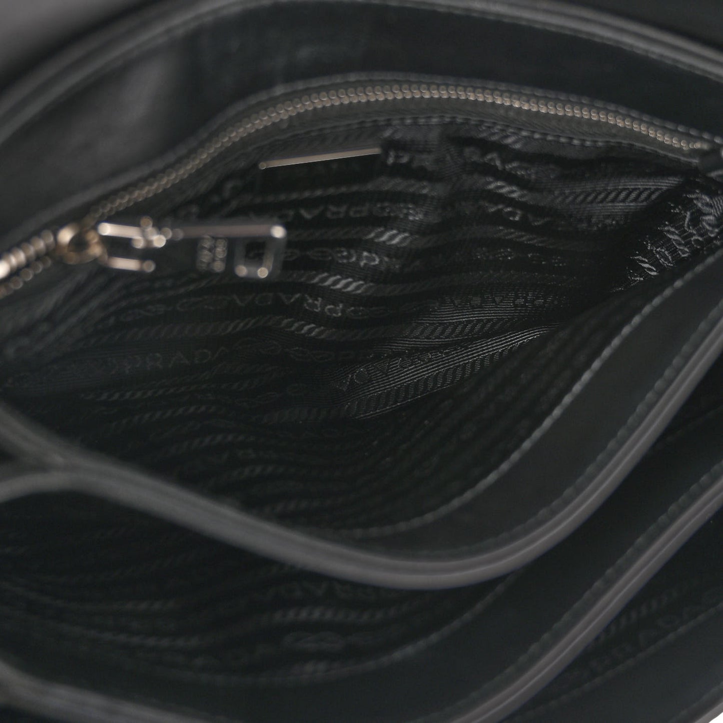 Saffiano Tessuto Nylon Chain Shoulder Bag Black
