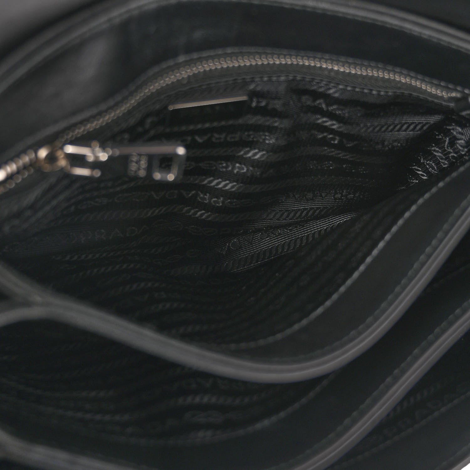 Prada Saffiano Tessuto Nylon Chain Shoulder Bag Black 5 of 11