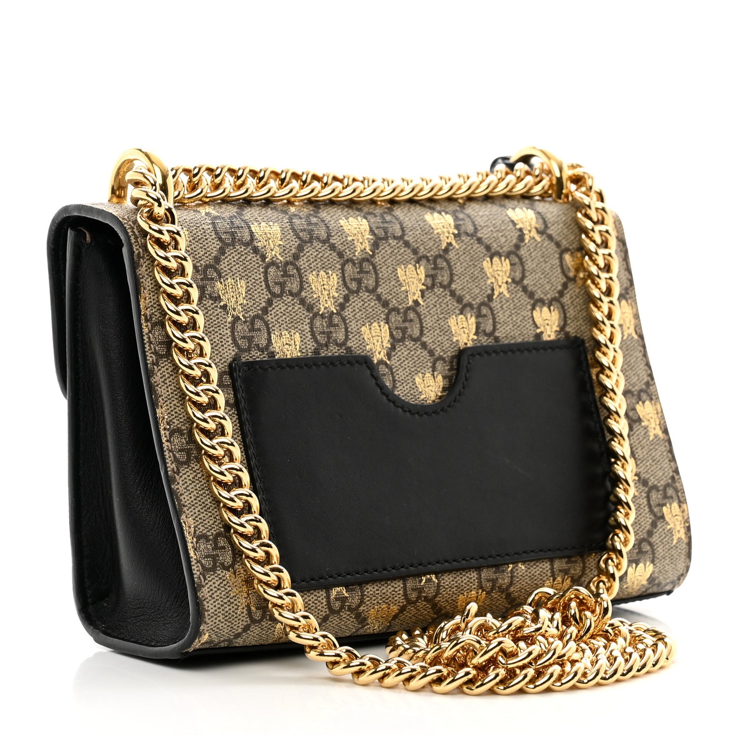 GG Supreme Monogram Bees Small Padlock Shoulder Bag Black