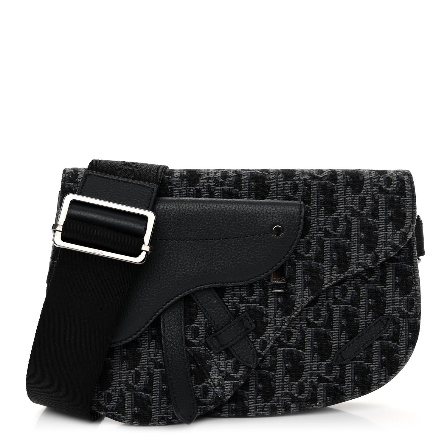Christian Dior Oblique Saddle Messenger Pouch Blue Black 1 of 9