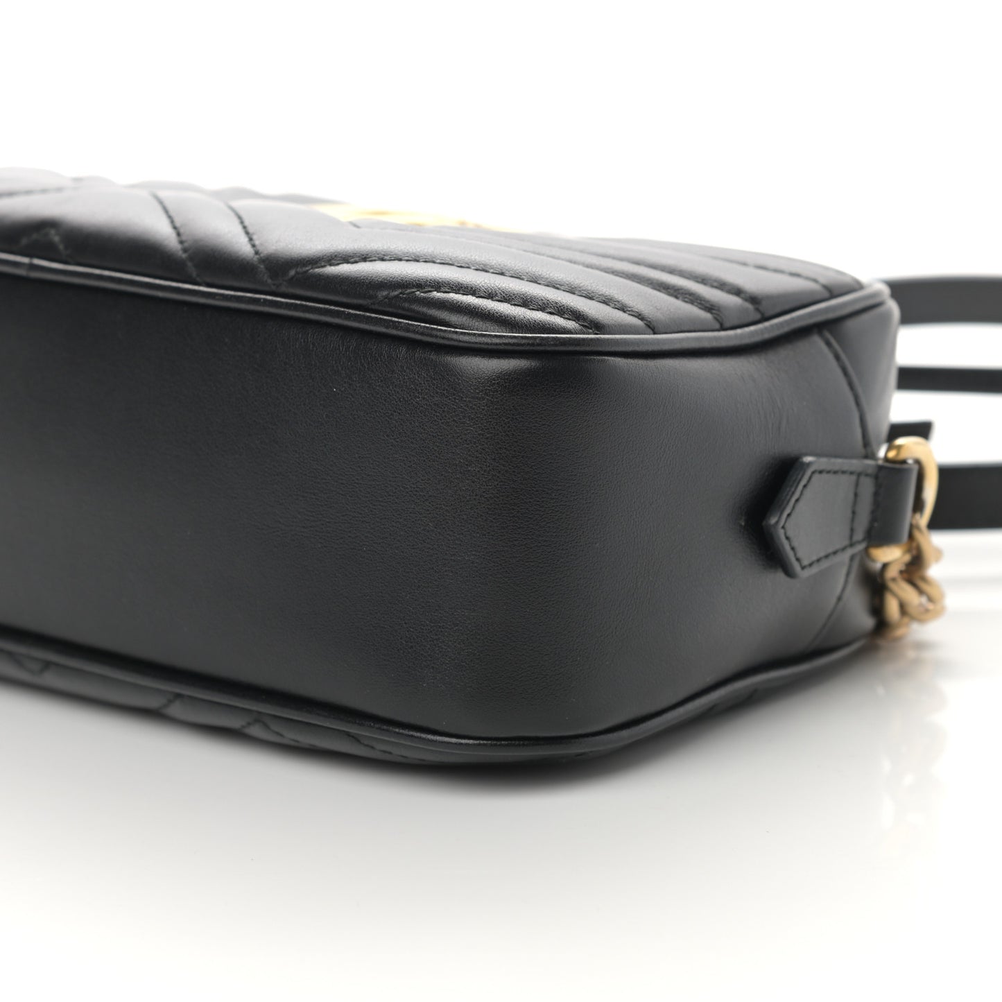 Calfskin Matelasse Small GG Marmont Chain Shoulder Bag Black
