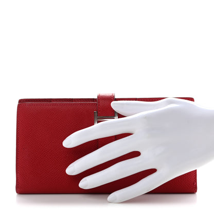 Hermes Epsom Bearn Gusset Wallet Rouge Casaque 2 of 11