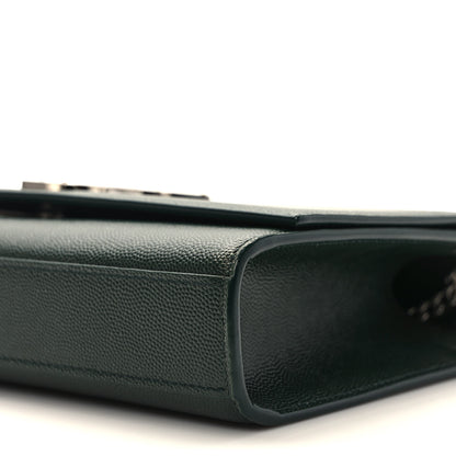 Saint Laurent Grain De Poudre Medium Monogram Kate Satchel Vert Fonce 7 of 8