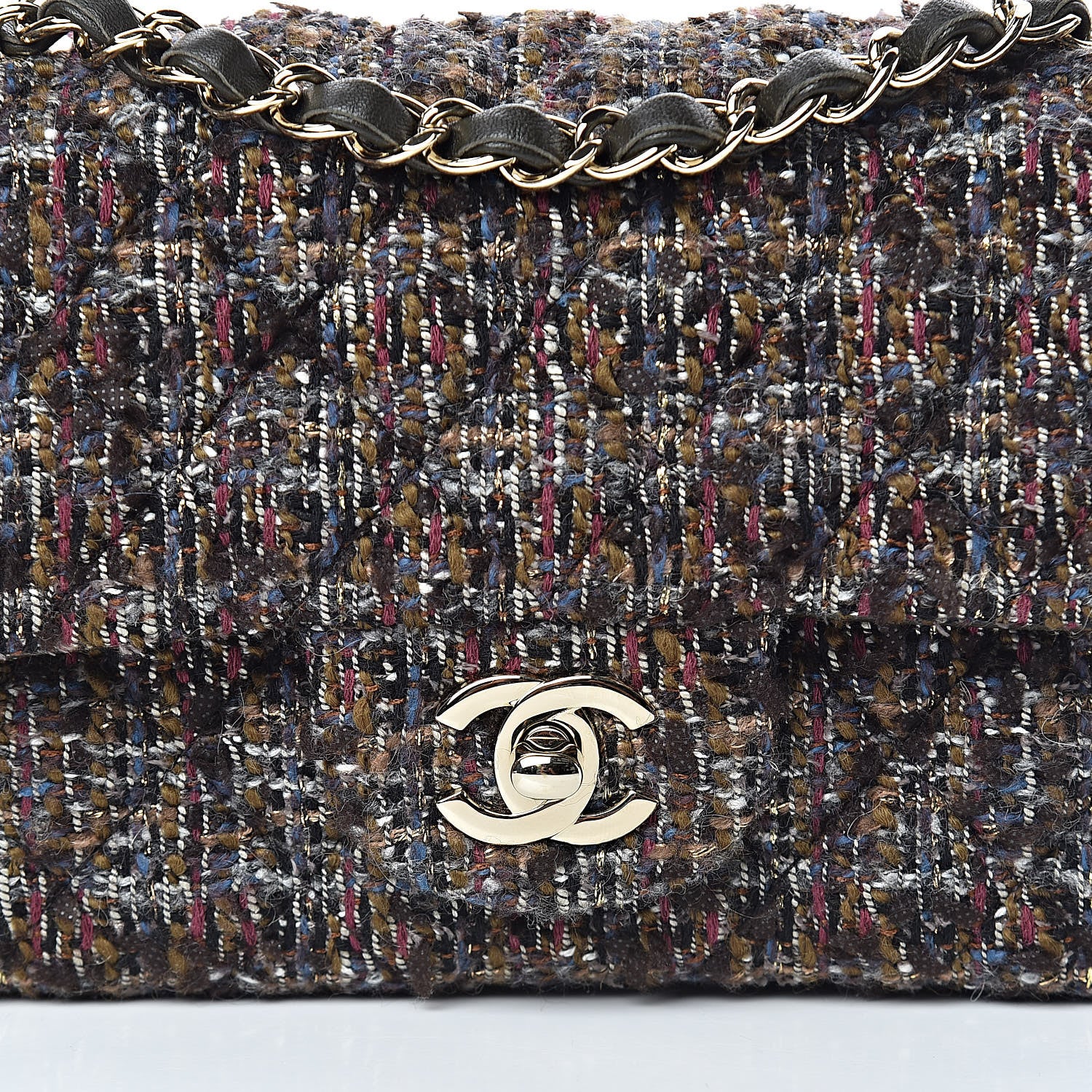 Chanel Tweed Quilted Mini Rectangular Flap Beige 10 of 10