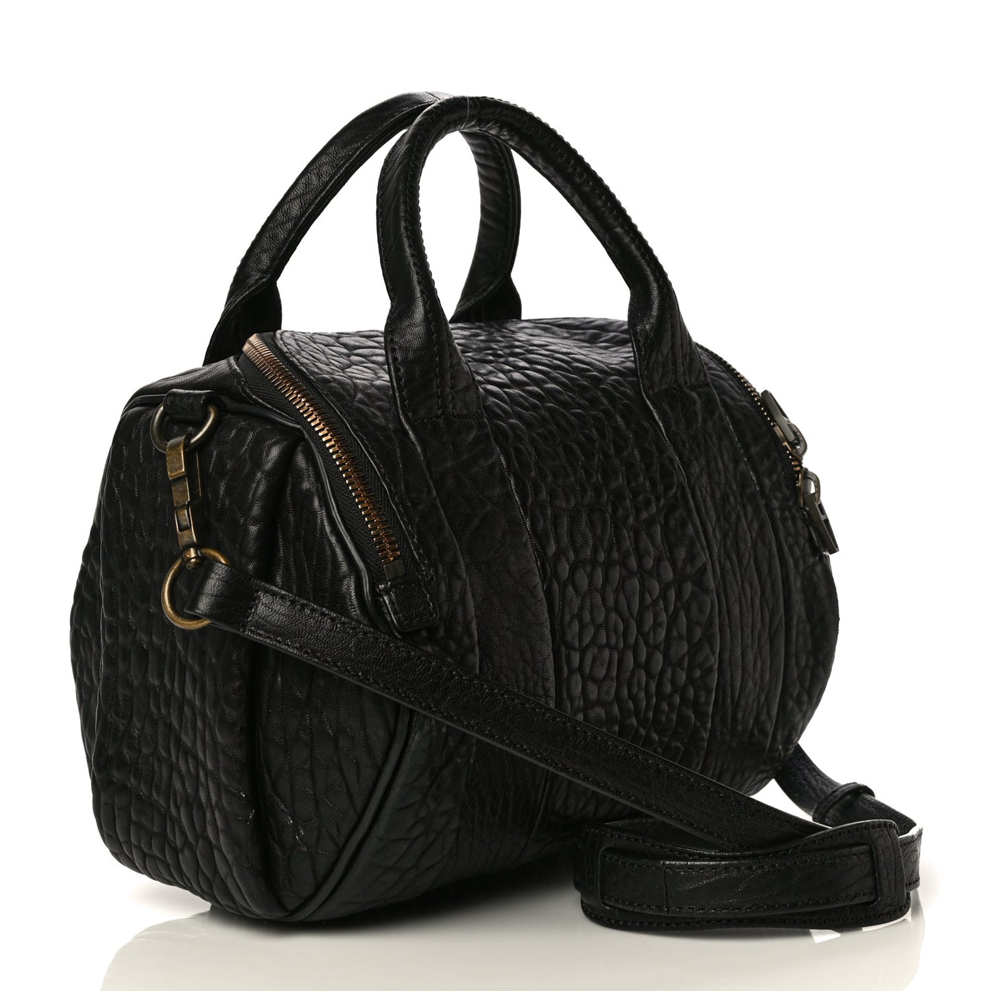 Pebbled Lambskin Rockie Black Pale Gold Hardware