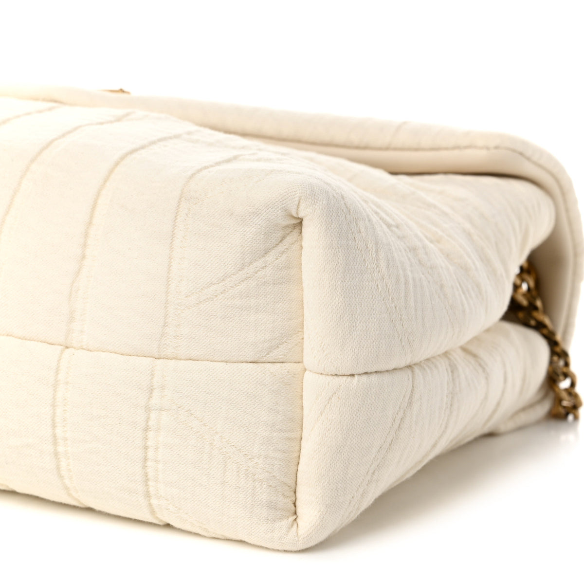 Saint Laurent Cotton Gauze Y Quilted Monogram Small Loulou Chain Satchel Vanilla Ice 10 of 10