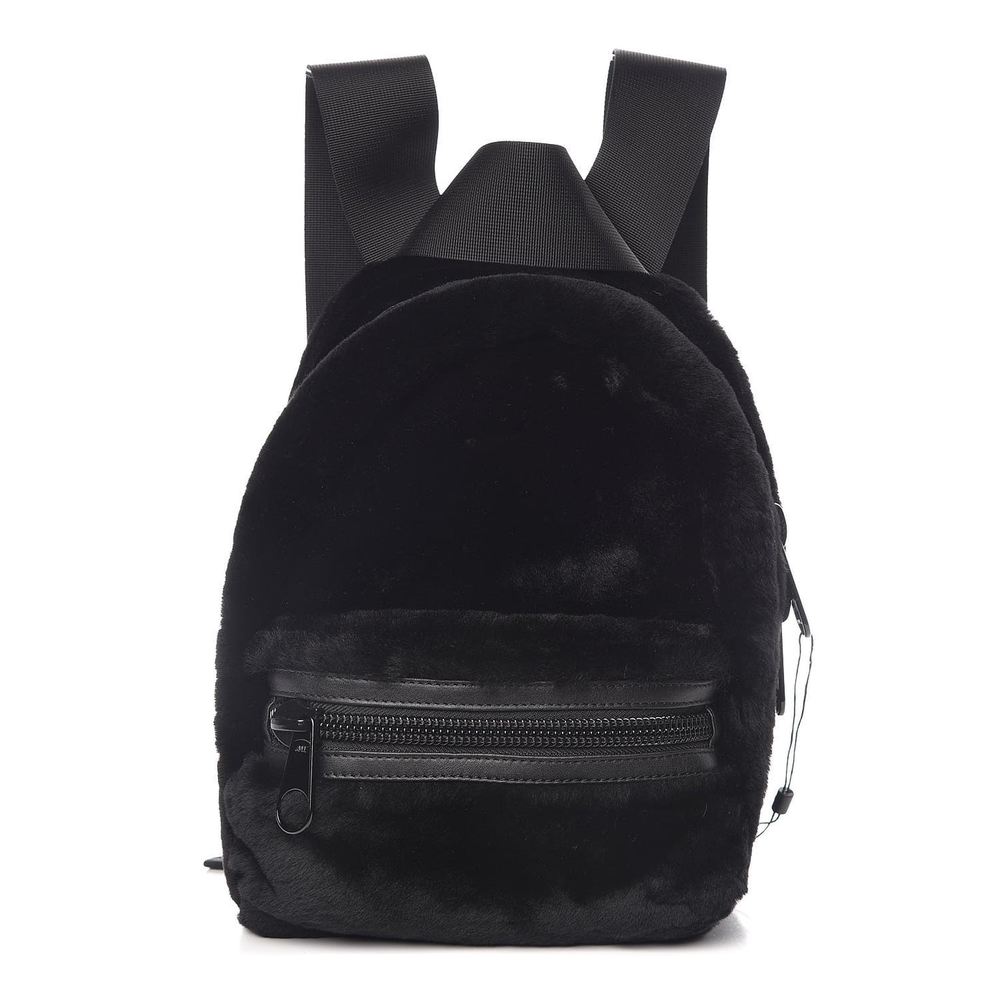 Shearling Rubberized Lambskin Backpack Black