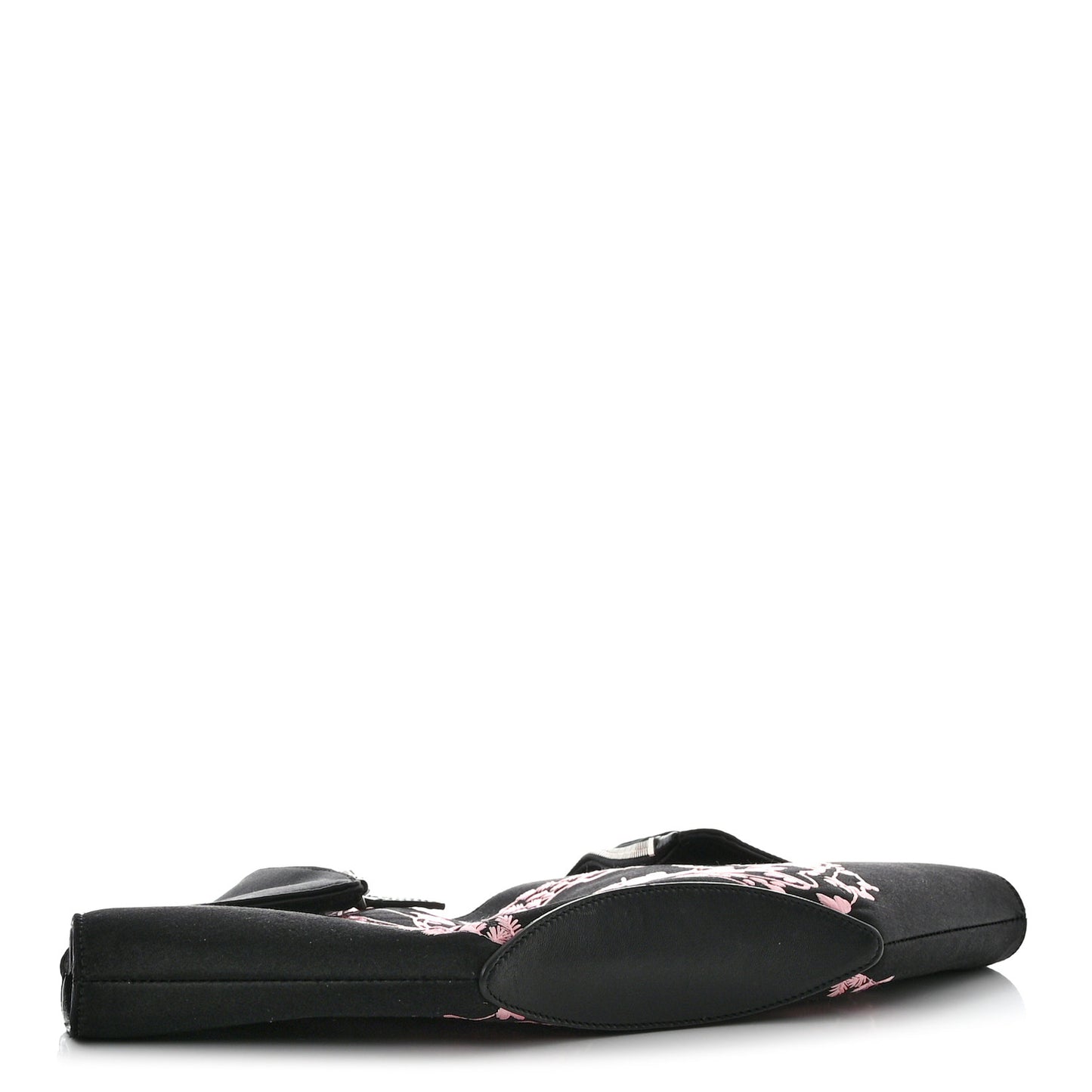 Silk Floral Embroidered De Manta Clutch Black
