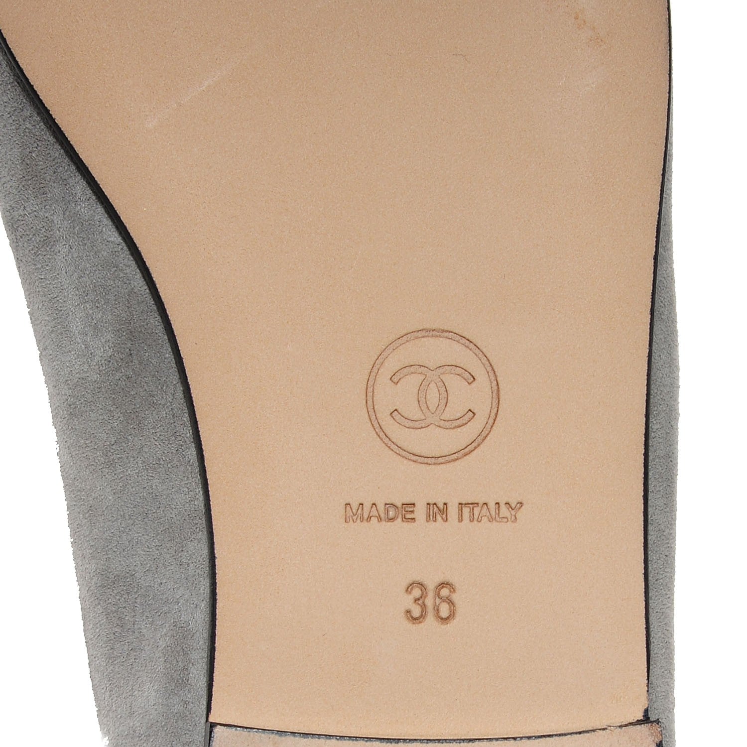 Chanel Suede Cap Toe Ballerina Flats Grey Black 36 5 of 8