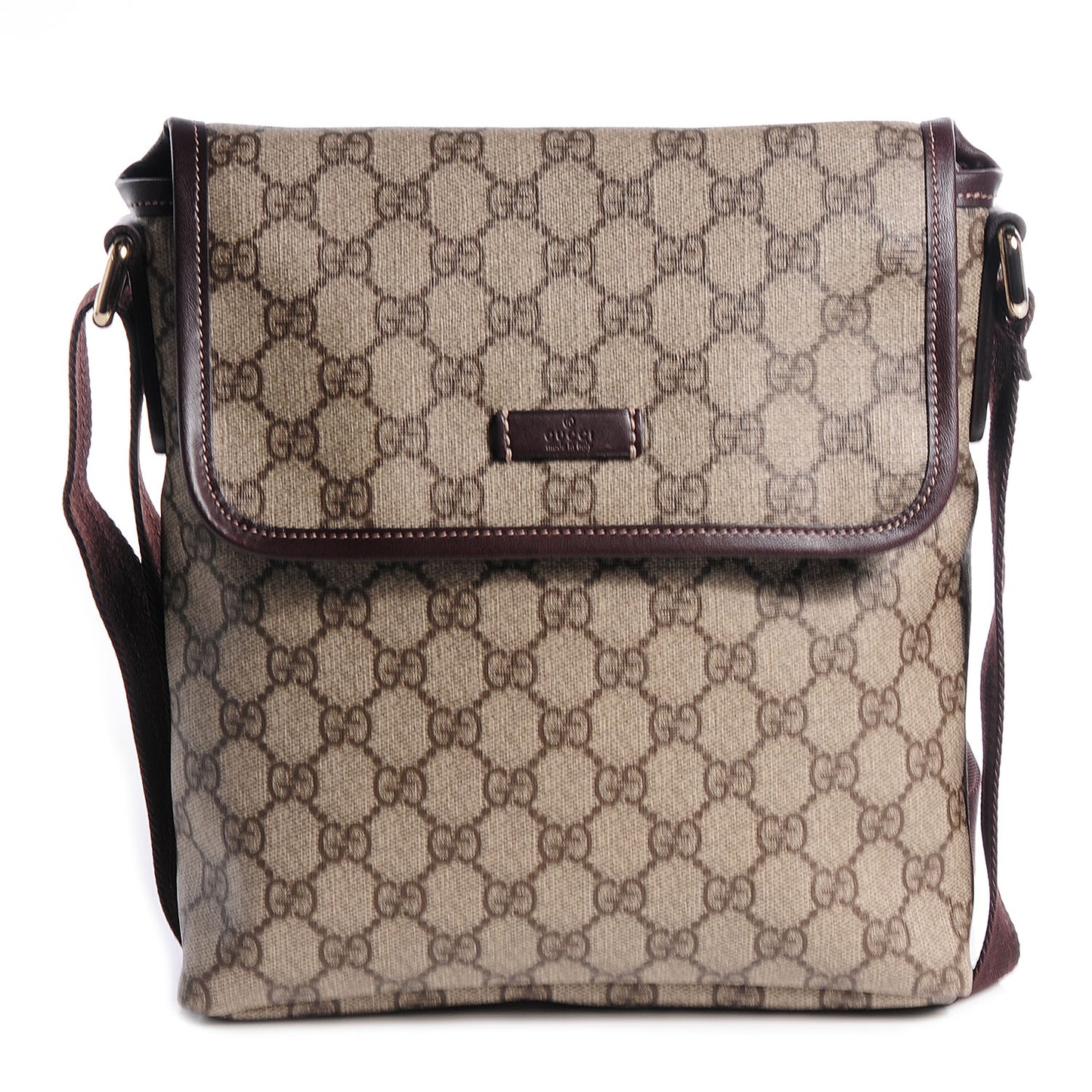 GG Plus Monogram Small Flap Messenger Bag Beige Dark Brown