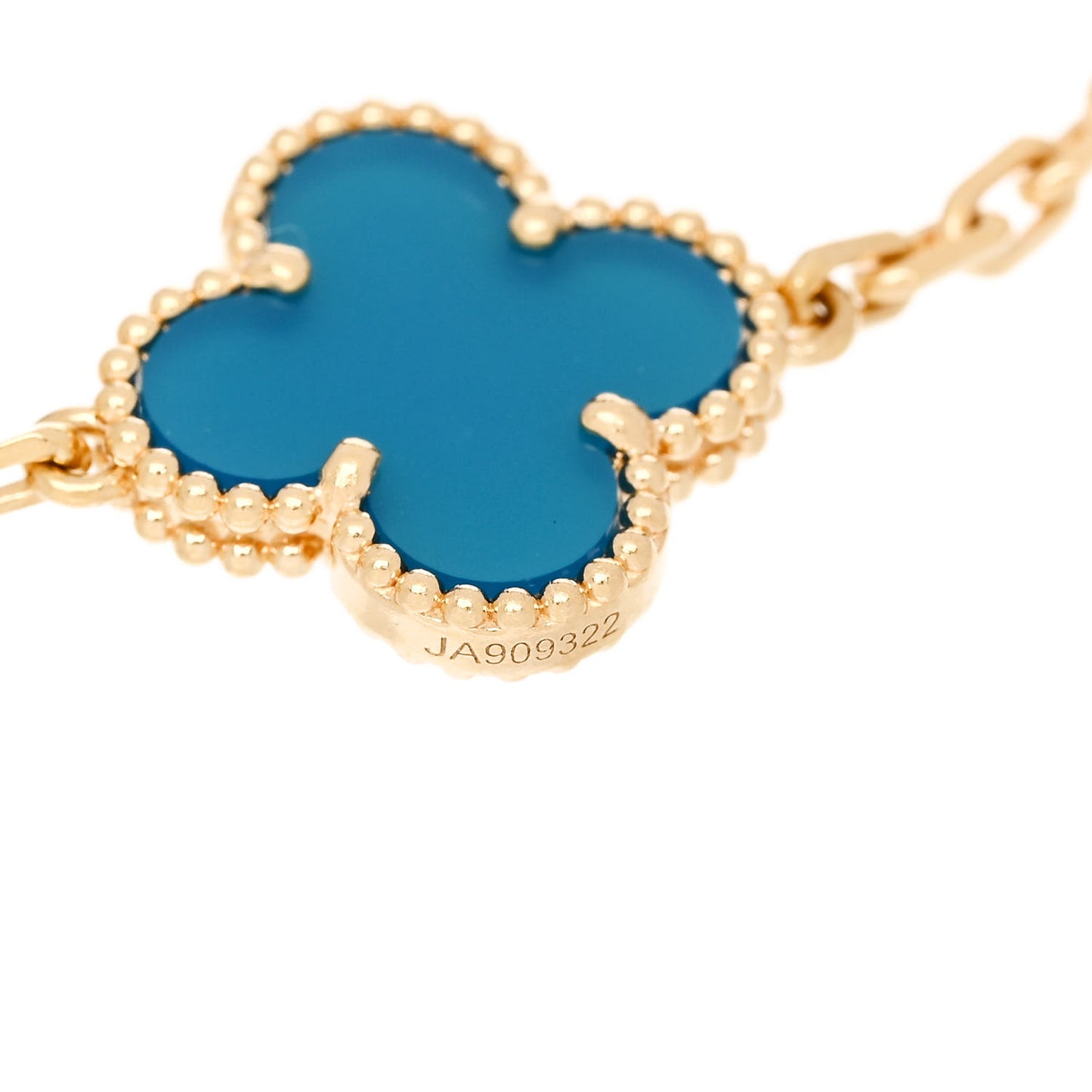 18K Yellow Gold Blue Agate 5 Motifs Vintage Alhambra Bracelet