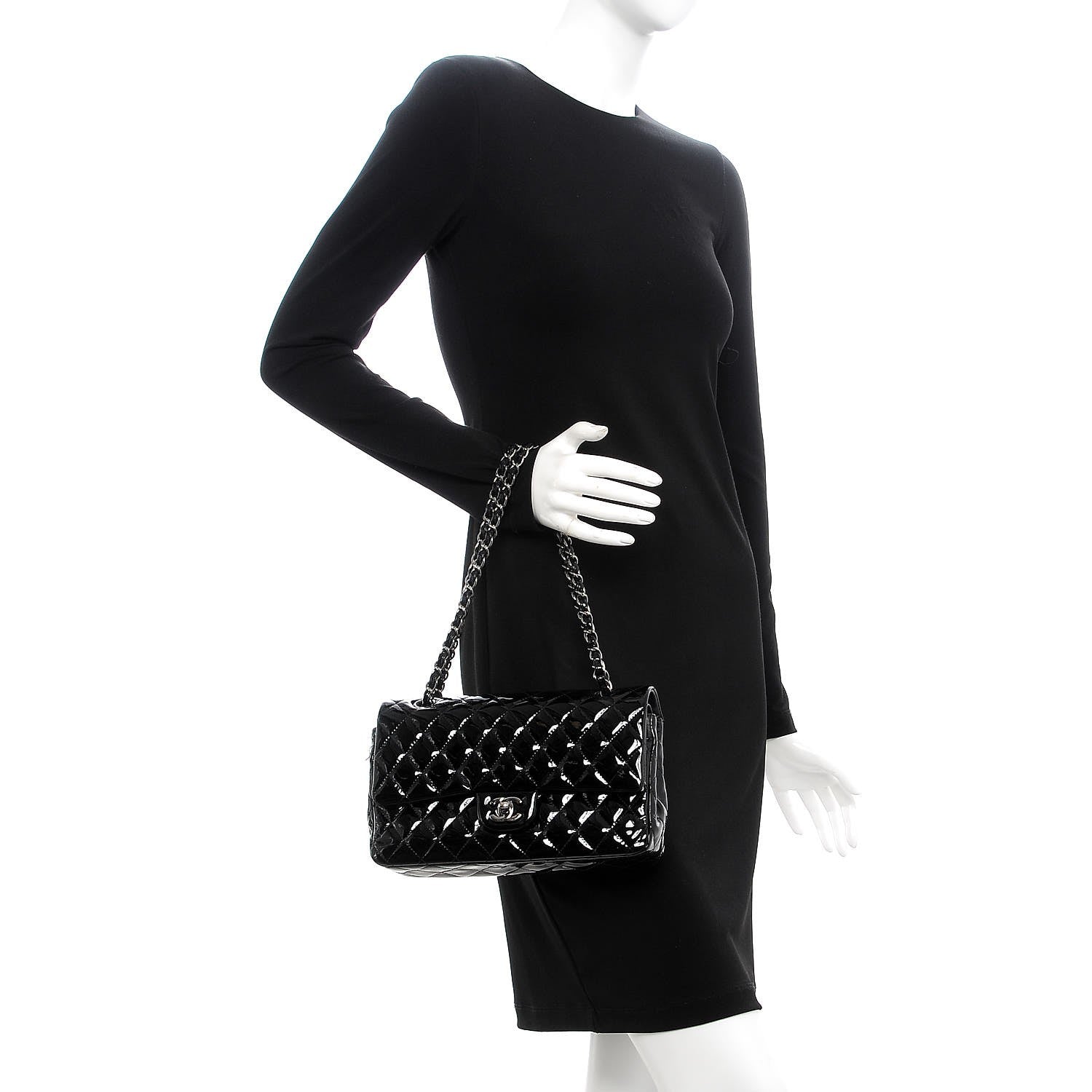 Chanel Patent Quilted Medium Double Flap Black 3 of 10