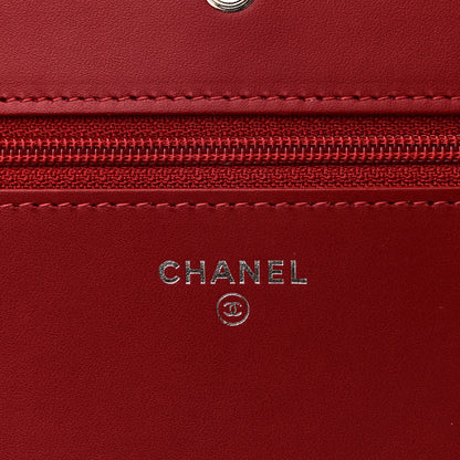 Chanel Glazed Calfskin Quilted Coco Boy Wallet On Chain WOC Red 6 of 11