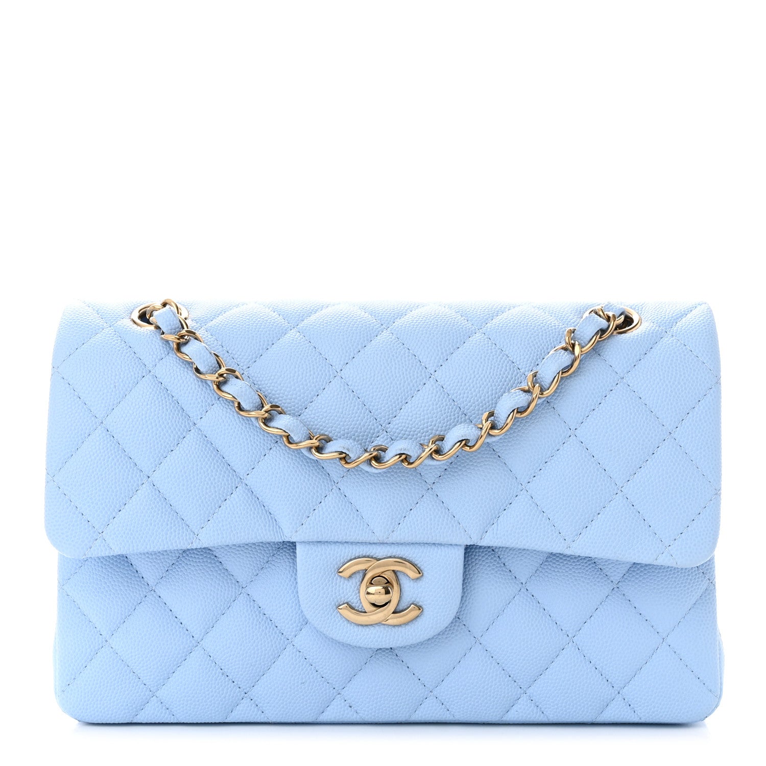 Chanel Caviar Quilted Small Double Flap Light Blue 1 of 13