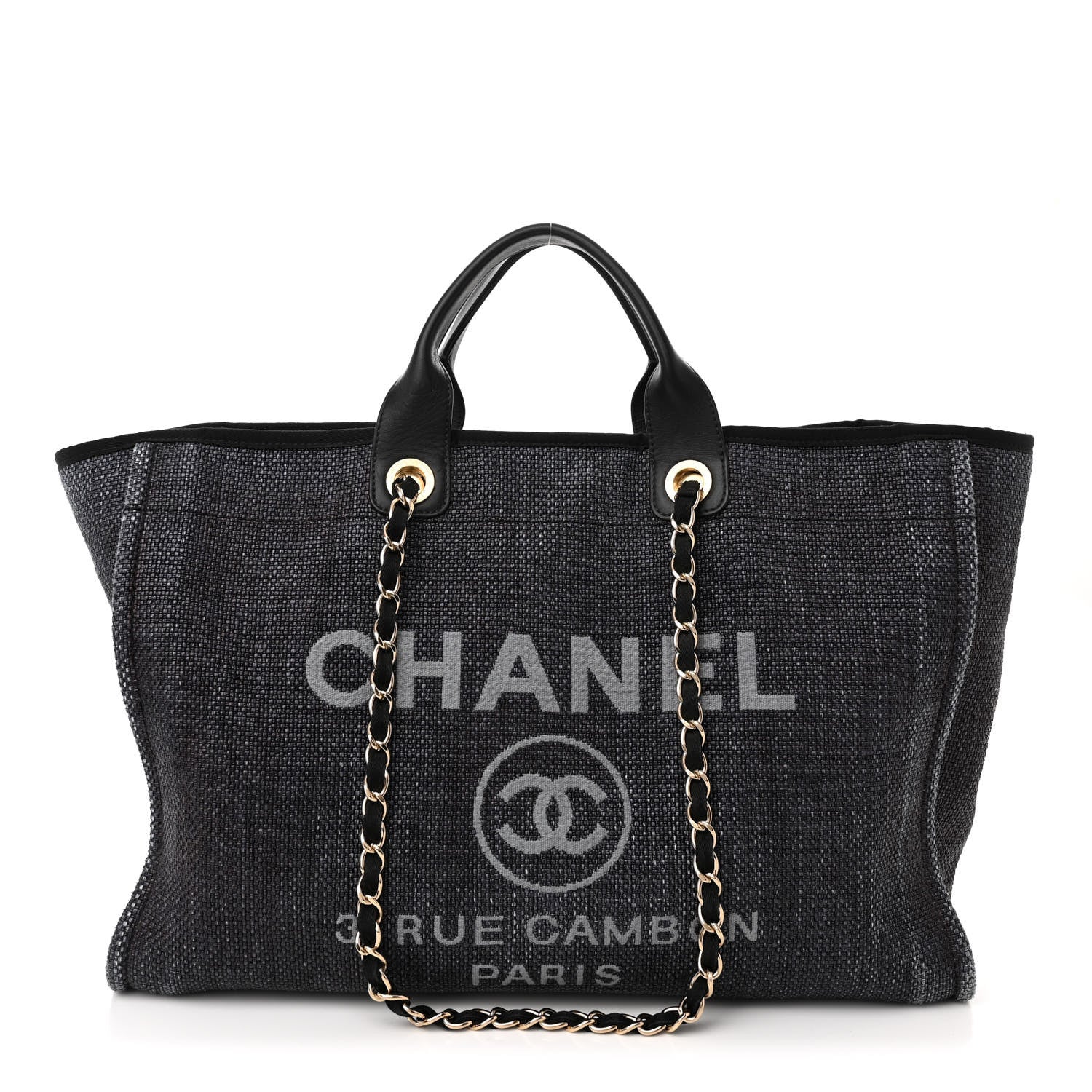 Chanel Woven Straw Raffia Large Deauville Tote Dark Blue 1 of 11