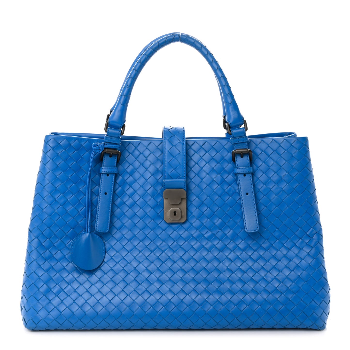 Light Calf Intrecciato Medium Roma Signal Blue