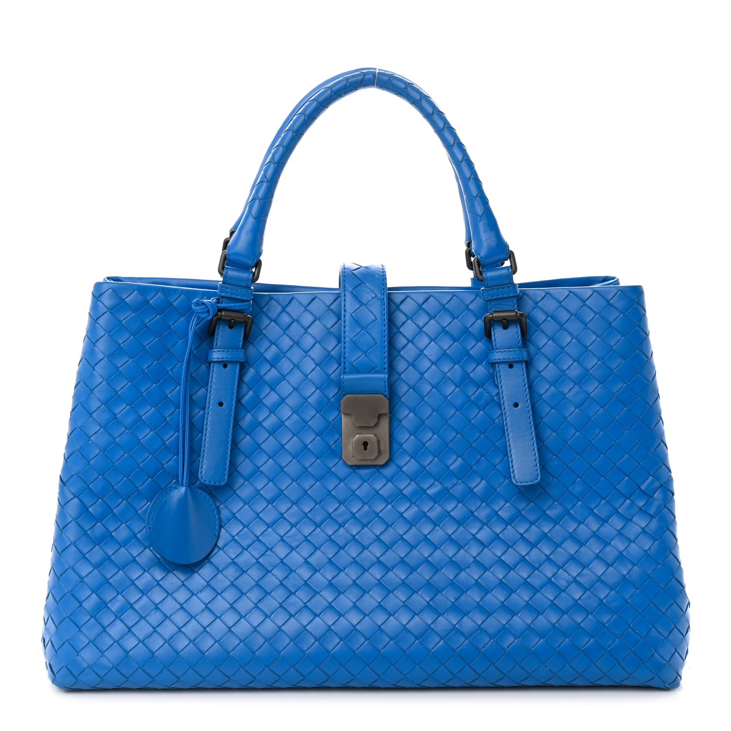 Bottega Veneta Light Calf Intrecciato Medium Roma Signal Blue 1 of 16