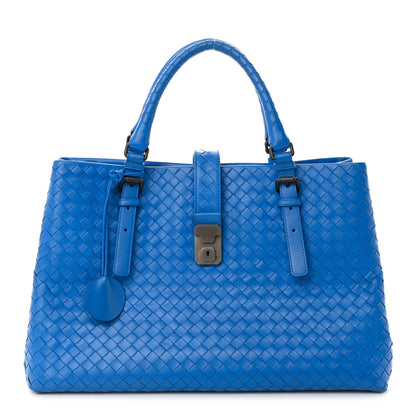 Bottega Veneta Light Calf Intrecciato Medium Roma Signal Blue 1 of 16