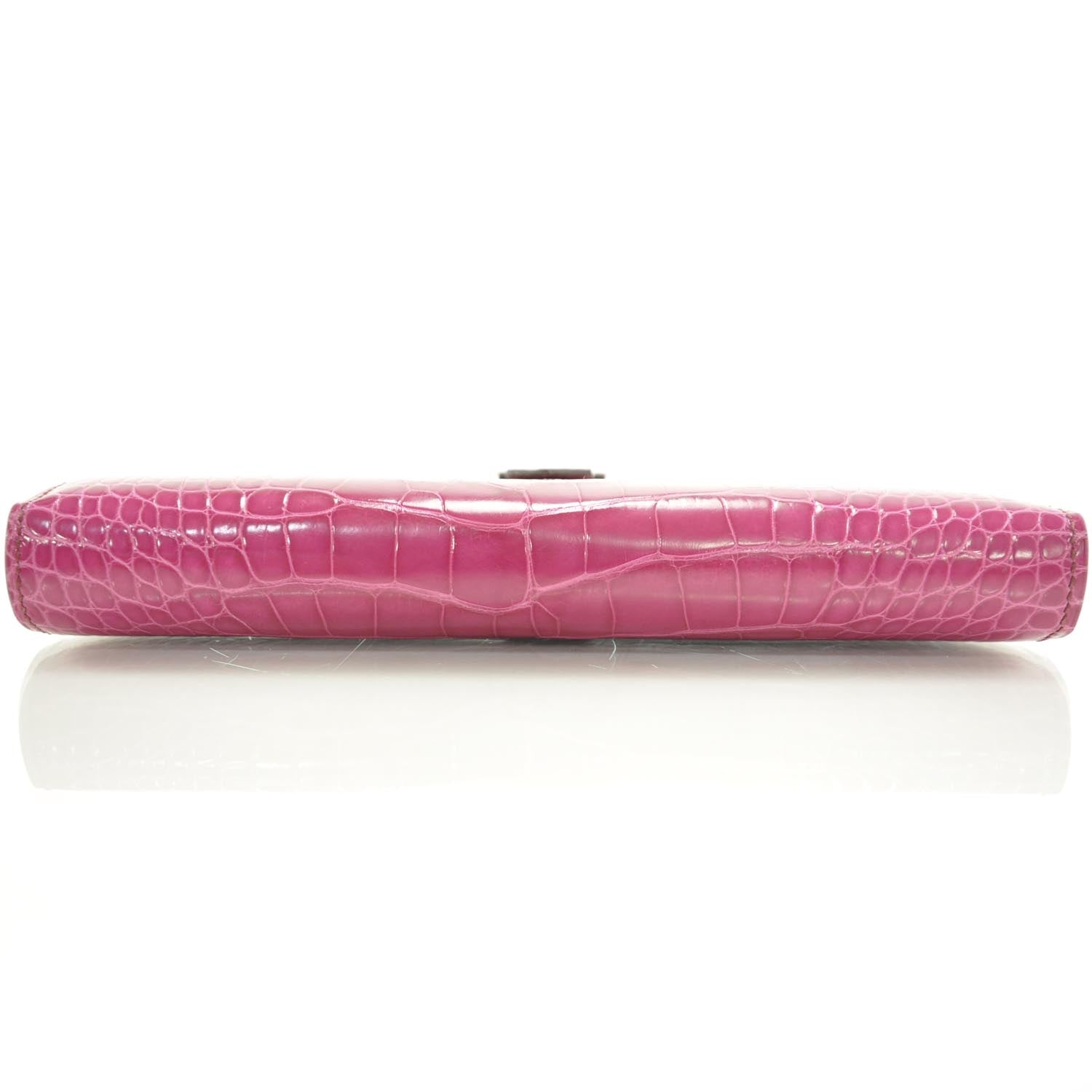 Hermes Shiny Alligator Bearn H Wallet Fuchsia 5 of 10