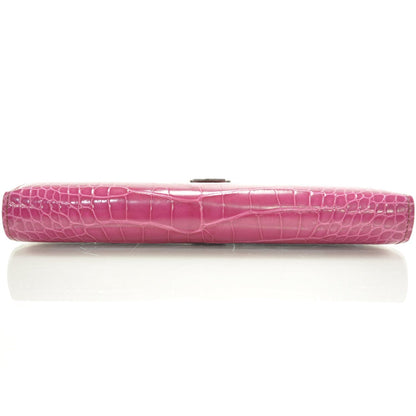 Hermes Shiny Alligator Bearn H Wallet Fuchsia 5 of 10