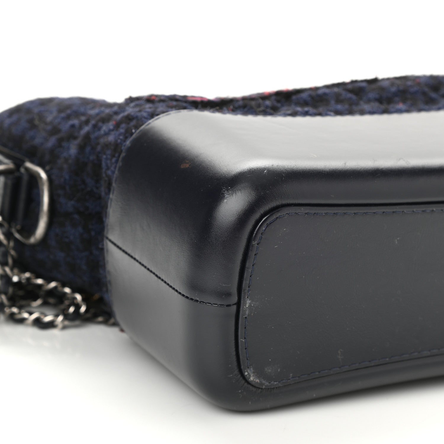 Chanel Tweed Calfskin Quilted Medium Gabrielle Hobo Black Blue 5 of 10