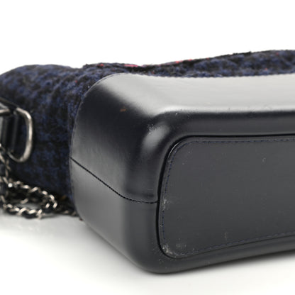 Chanel Tweed Calfskin Quilted Medium Gabrielle Hobo Black Blue 5 of 10