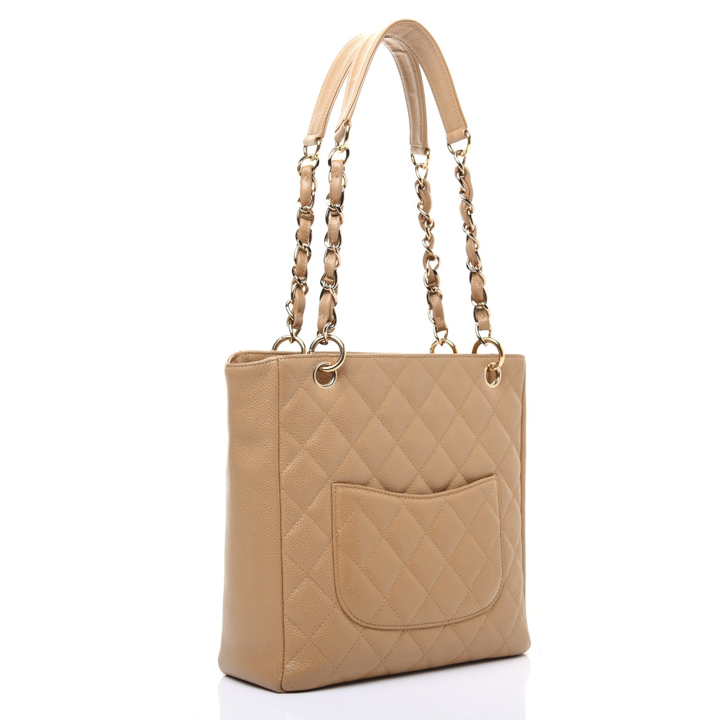 Caviar Quilted Petit Shopping Tote PST Dark Beige