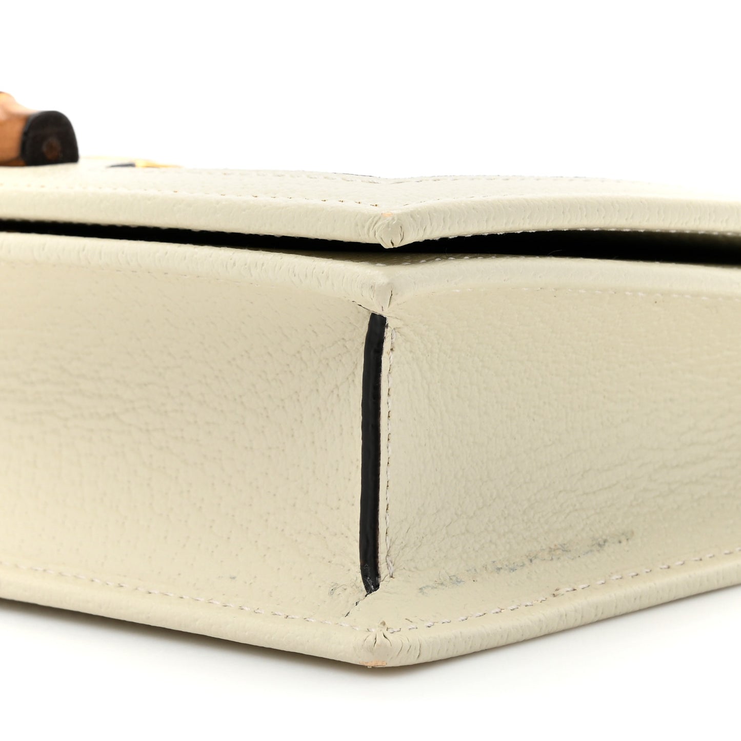 Textured Dollar Calfskin Mini Diana Chain Bag White