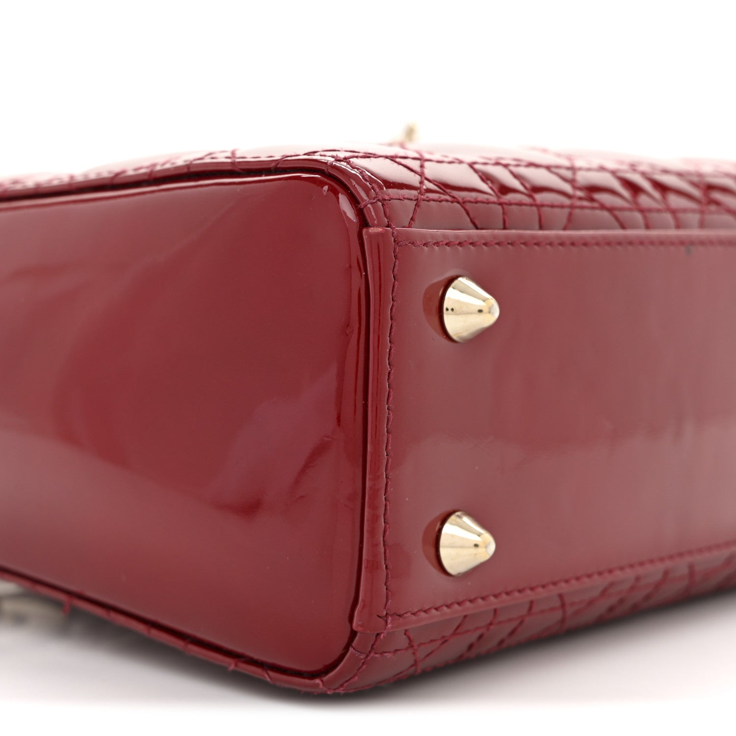 Christian Dior Patent Cannage Small Lady Dior Cherry Red 9 of 13