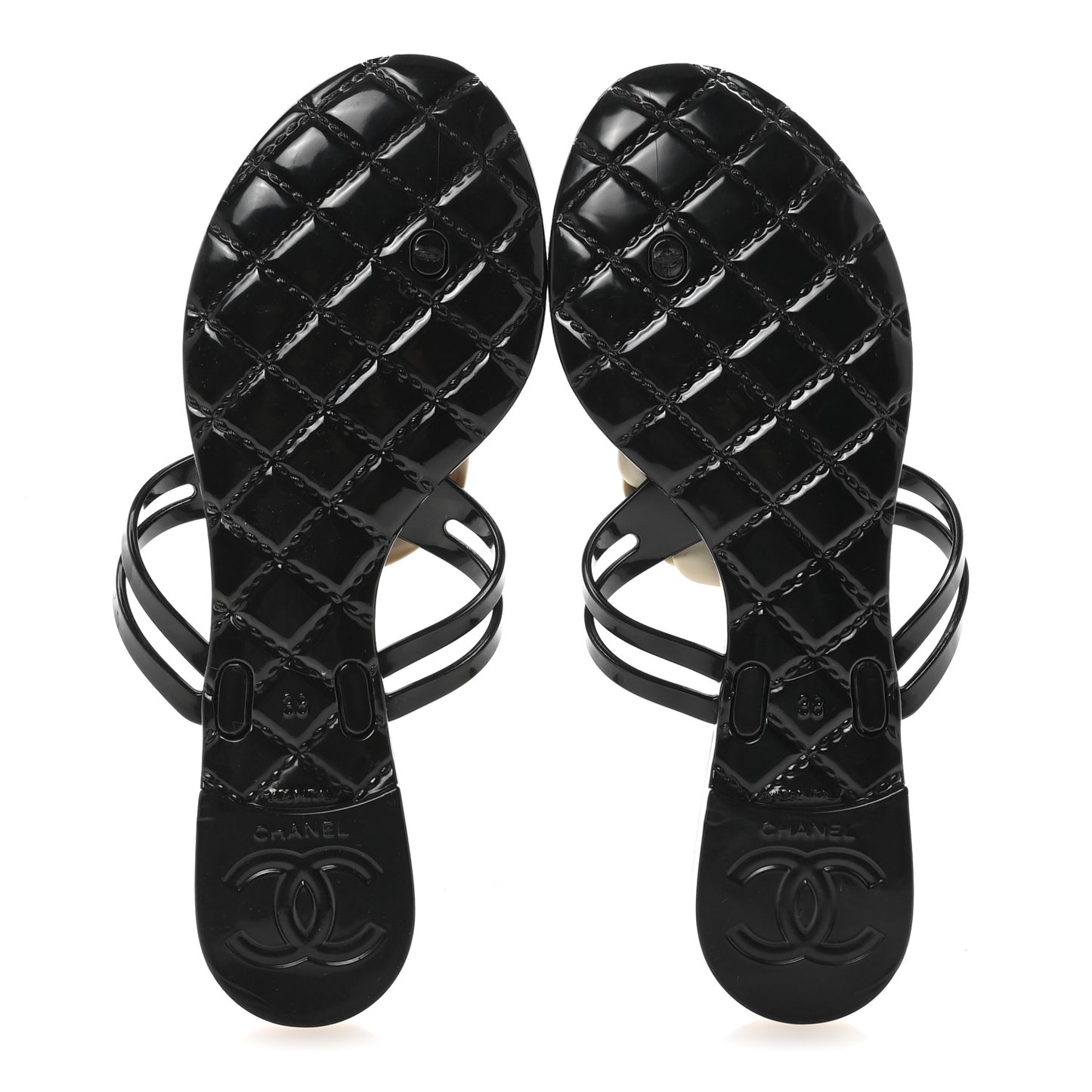 Jelly Camellia Thong Sandals 38 Black Ivory