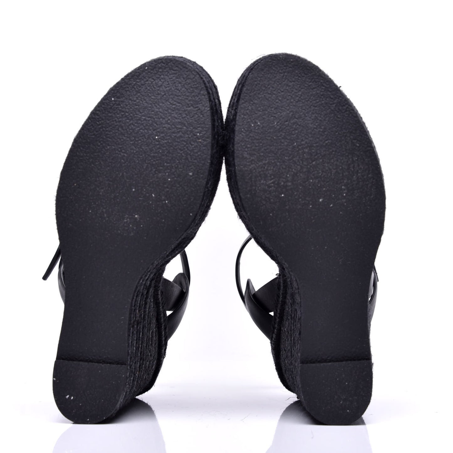 Calfskin Tribute 95 Platform Espadrille Wedge Sandals 38.5 Black