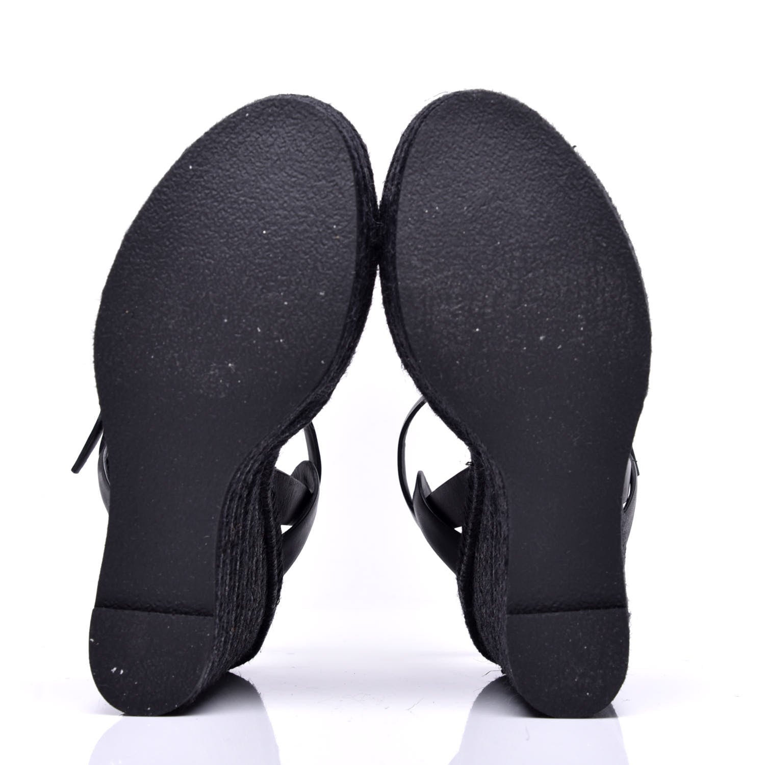 Saint Laurent Calfskin Tribute 95 Platform Espadrille Wedge Sandals 38.5 Black 5 of 9