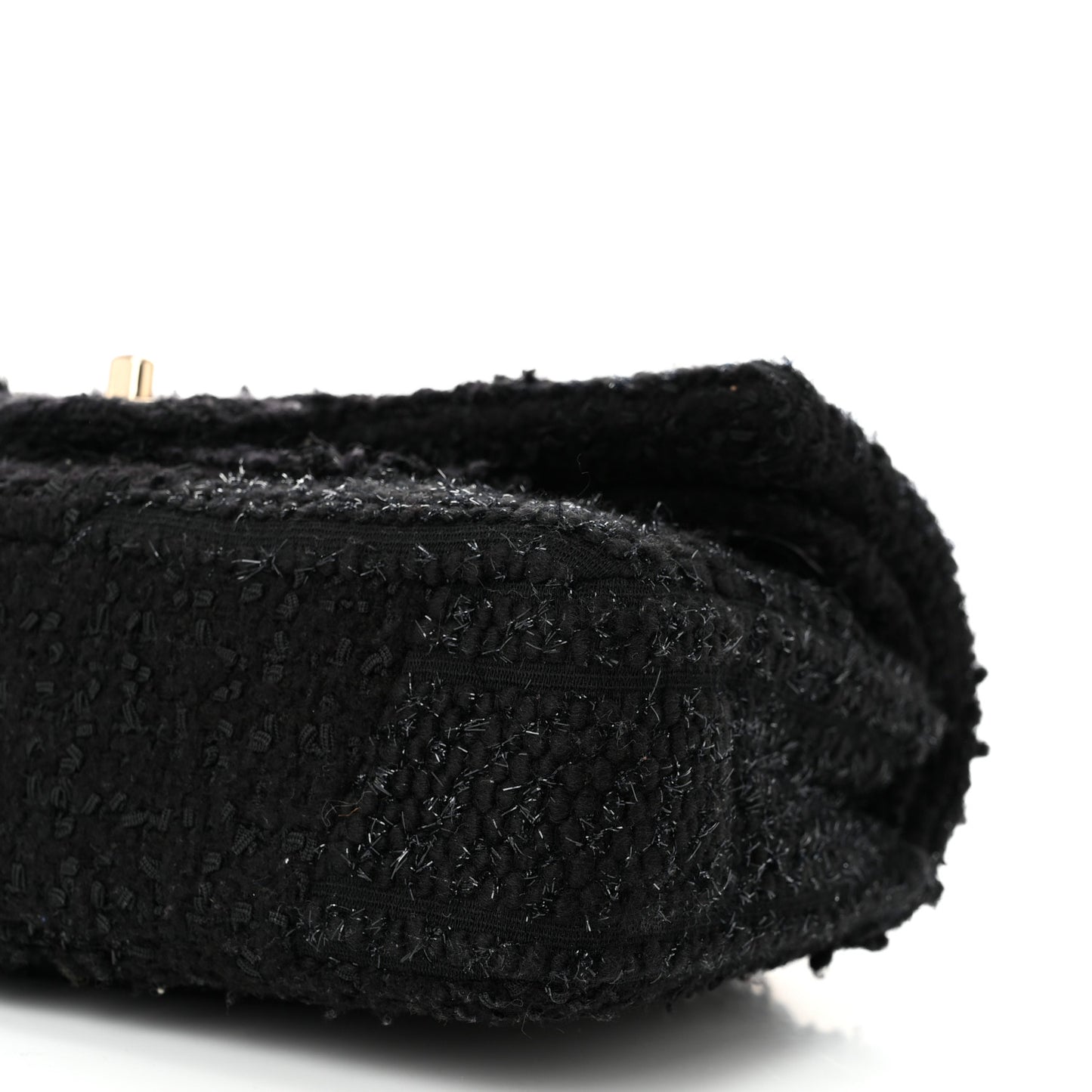 Tweed Sequin Patchwork Medium Double Flap Black