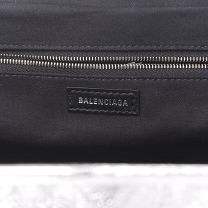 Balenciaga Metallic Textured Calfskin Logo XL Cloud Clutch Silver 6 of 10